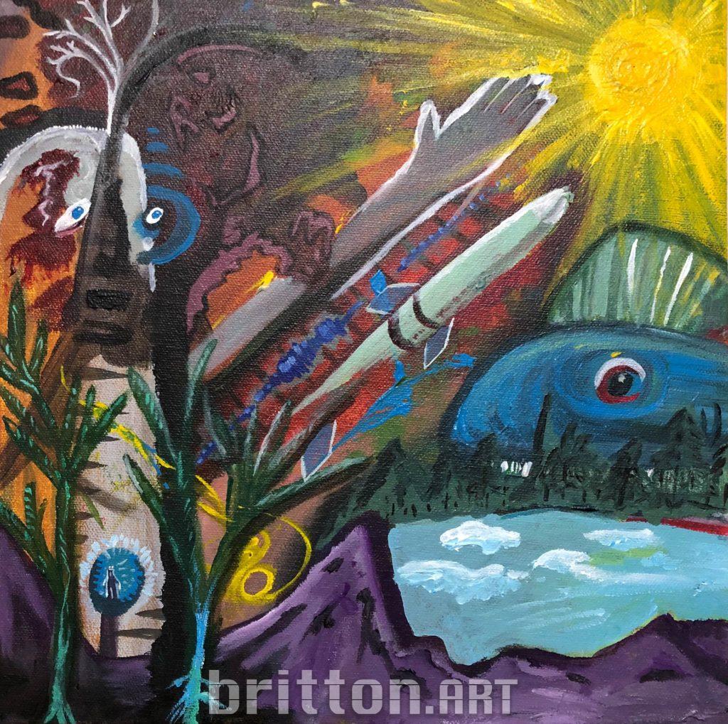 mysterious mountains original painting by britton the artist